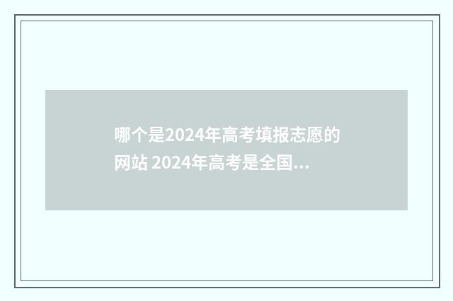 哪个是2024年高考填报志愿的网站 2024年高考是全国卷吗