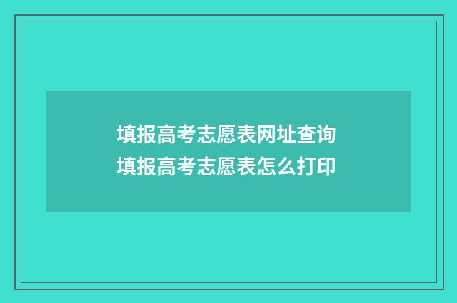 填报高考志愿表网址查询 填报高考志愿表怎么打印