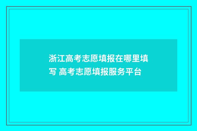 浙江高考志愿填报在哪里填写 高考志愿填报服务平台