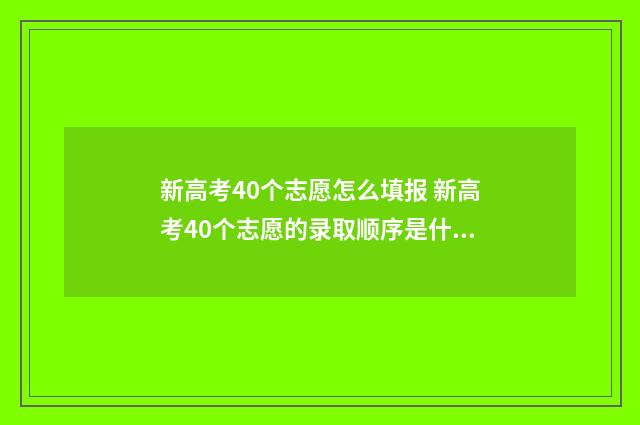 新高考40个志愿怎么填报 新高考40个志愿的录取顺序是什么