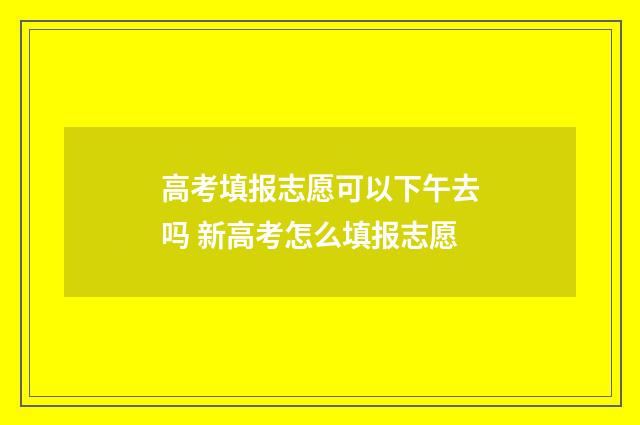 高考填报志愿可以下午去吗 新高考怎么填报志愿