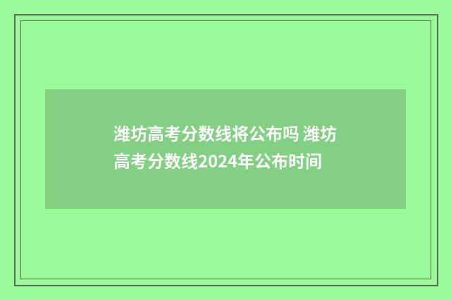 潍坊高考分数线将公布吗 潍坊高考分数线2024年公布时间