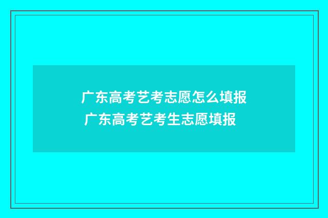 广东高考艺考志愿怎么填报 广东高考艺考生志愿填报