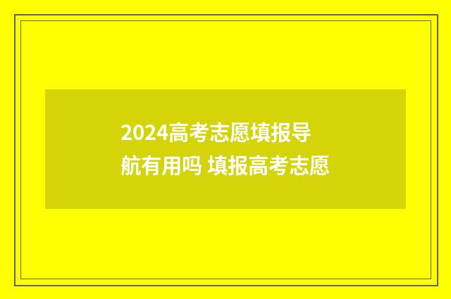 2024高考志愿填报导航有用吗 填报高考志愿