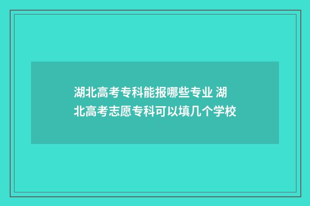湖北高考专科能报哪些专业 湖北高考志愿专科可以填几个学校