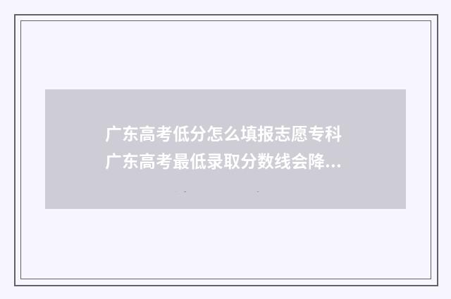 广东高考低分怎么填报志愿专科 广东高考最低录取分数线会降分吗?