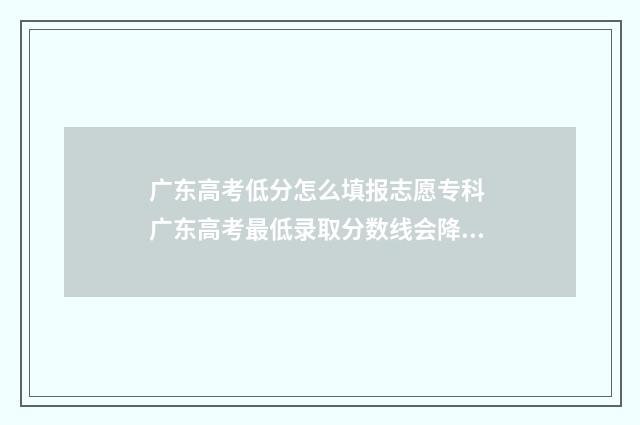 广东高考低分怎么填报志愿专科 广东高考最低录取分数线会降分吗?