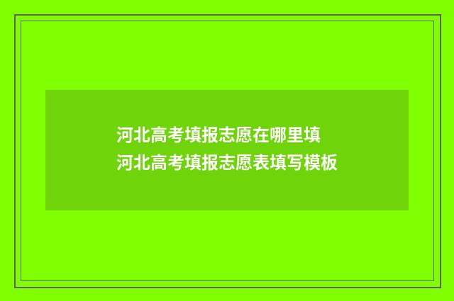 河北高考填报志愿在哪里填 河北高考填报志愿表填写模板