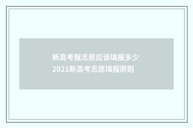 新高考报志愿应该填报多少 2021新高考志愿填报原则