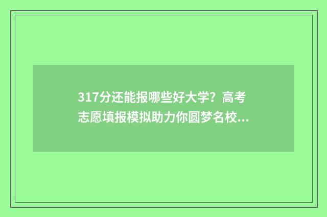 317分还能报哪些好大学？高考志愿填报模拟助力你圆梦名校 317分还能报哪些学校