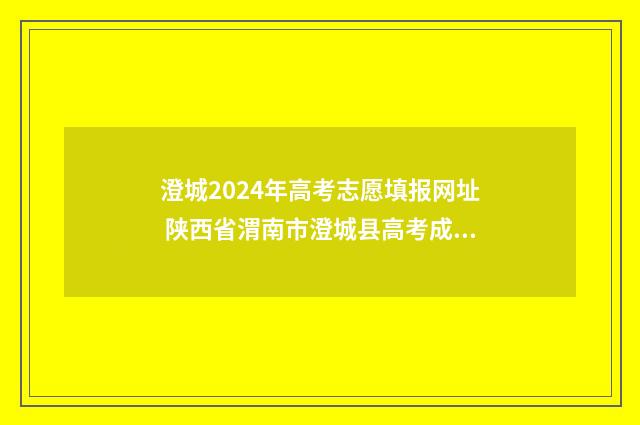澄城2024年高考志愿填报网址 陕西省渭南市澄城县高考成绩