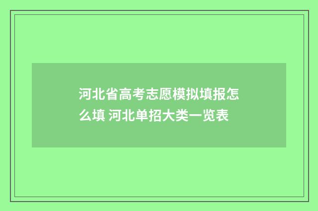 河北省高考志愿模拟填报怎么填 河北单招大类一览表