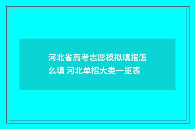 河北省高考志愿模拟填报怎么填 河北单招大类一览表