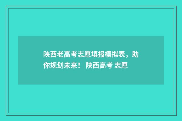 陕西老高考志愿填报模拟表,助你规划未来! 陕西高考 志愿
