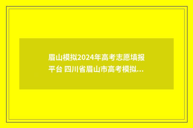 眉山模拟2024年高考志愿填报平台 四川省眉山市高考模拟志愿填报