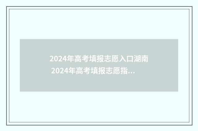 2024年高考填报志愿入口湖南 2024年高考填报志愿指南