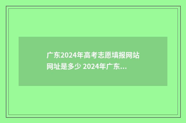 广东2024年高考志愿填报网站网址是多少 2024年广东春季高考招生院校
