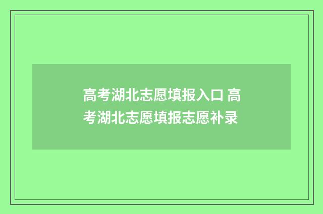 高考湖北志愿填报入口 高考湖北志愿填报志愿补录