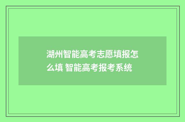 湖州智能高考志愿填报怎么填 智能高考报考系统
