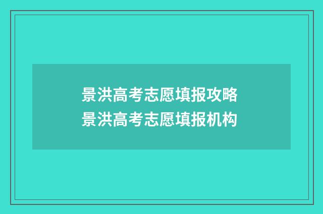 景洪高考志愿填报攻略 景洪高考志愿填报机构