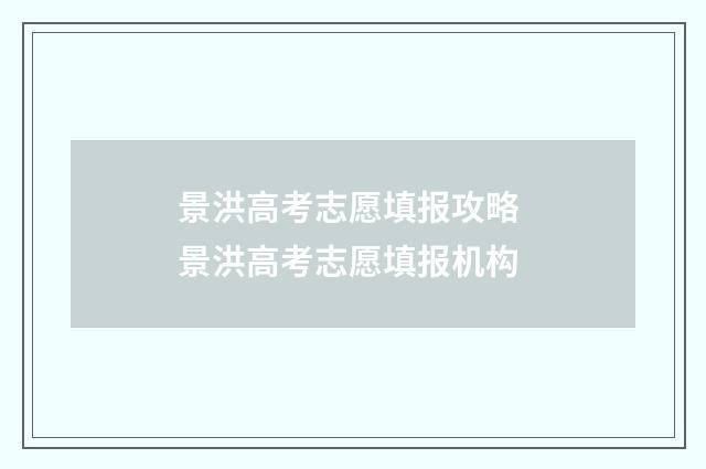 景洪高考志愿填报攻略 景洪高考志愿填报机构