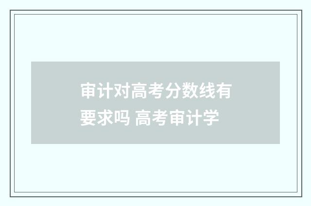 审计对高考分数线有要求吗 高考审计学
