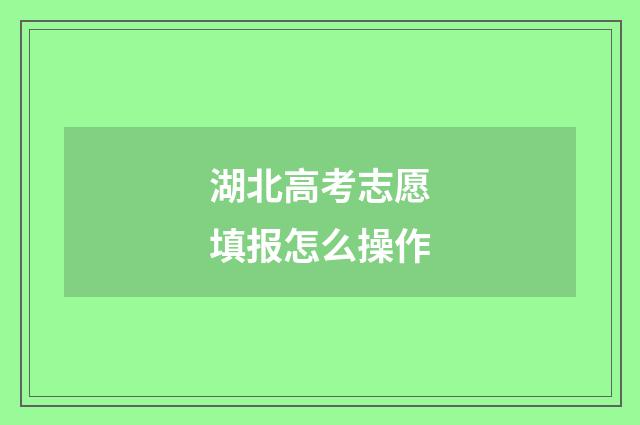 湖北高考志愿填报怎么操作