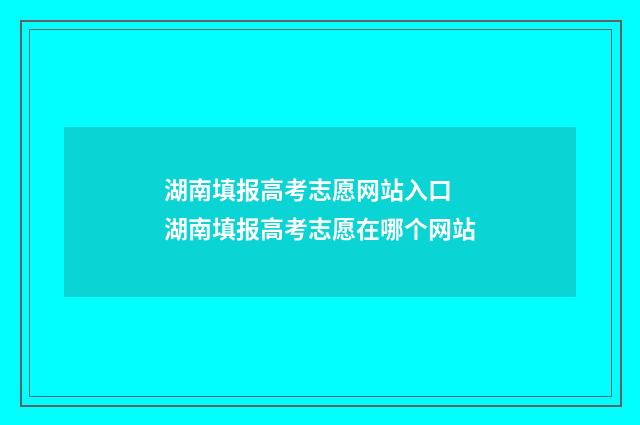湖南填报高考志愿网站入口 湖南填报高考志愿在哪个网站