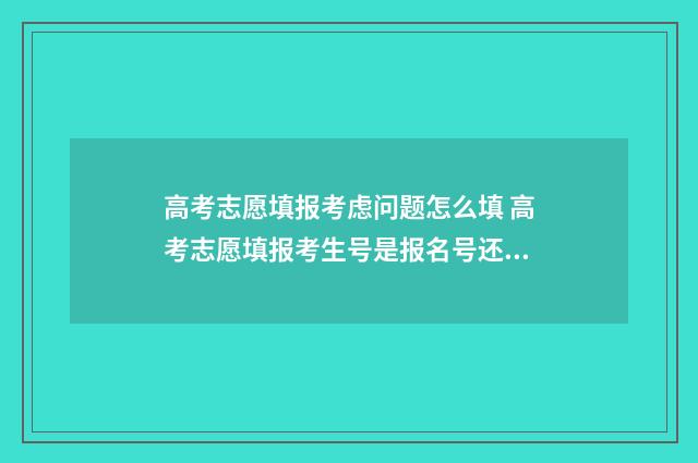 高考志愿填报考虑问题怎么填 高考志愿填报考生号是报名号还是准考证号