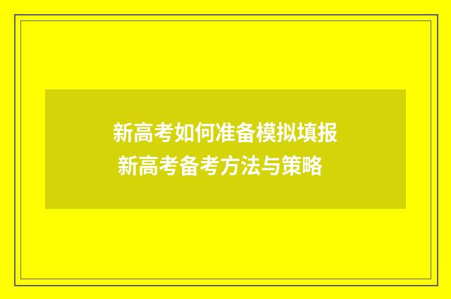 新高考如何准备模拟填报 新高考备考方法与策略