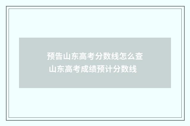 预告山东高考分数线怎么查 山东高考成绩预计分数线