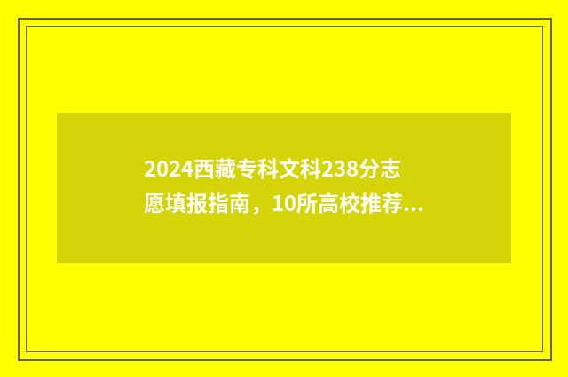 2024西藏专科文科238分志愿填报指南,10所高校推荐 西藏专科录取结果查询时间