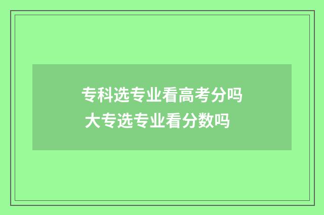 专科选专业看高考分吗 大专选专业看分数吗