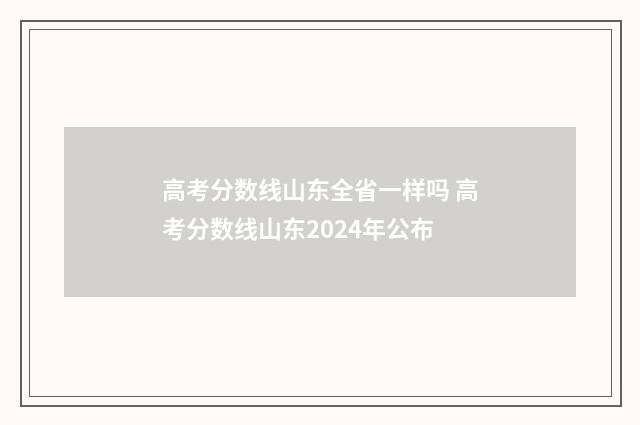 高考分数线山东全省一样吗 高考分数线山东2024年公布