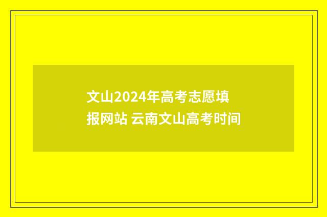 文山2024年高考志愿填报网站 云南文山高考时间