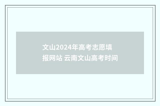 文山2024年高考志愿填报网站 云南文山高考时间
