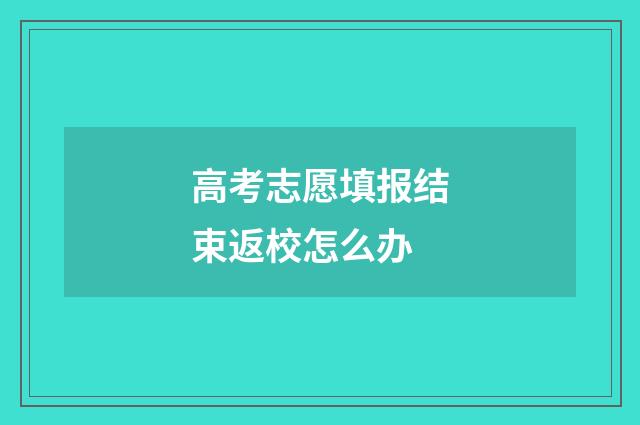高考志愿填报结束返校怎么办
