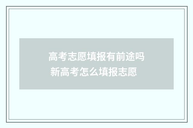 高考志愿填报有前途吗 新高考怎么填报志愿