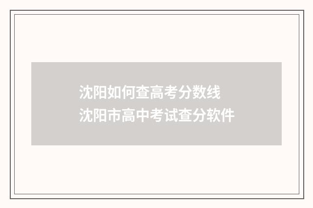 沈阳如何查高考分数线 沈阳市高中考试查分软件