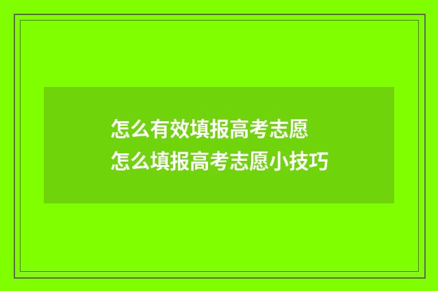 怎么有效填报高考志愿 怎么填报高考志愿小技巧
