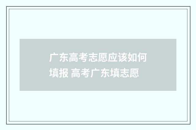 广东高考志愿应该如何填报 高考广东填志愿