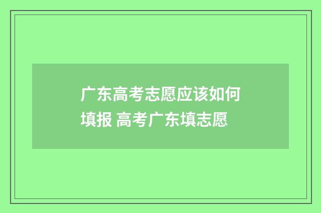 广东高考志愿应该如何填报 高考广东填志愿