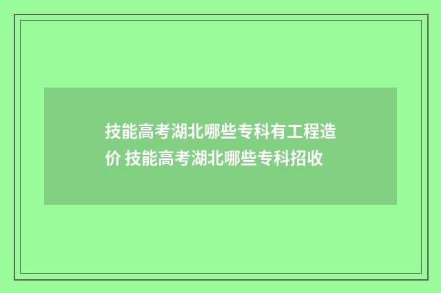 技能高考湖北哪些专科有工程造价 技能高考湖北哪些专科招收