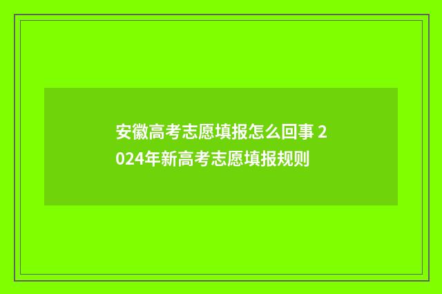 安徽高考志愿填报怎么回事 2024年新高考志愿填报规则