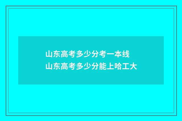 山东高考多少分考一本线 山东高考多少分能上哈工大