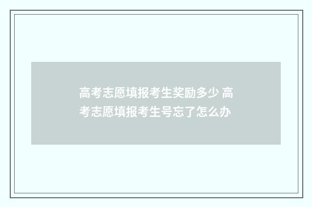 高考志愿填报考生奖励多少 高考志愿填报考生号忘了怎么办