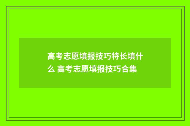高考志愿填报技巧特长填什么 高考志愿填报技巧合集