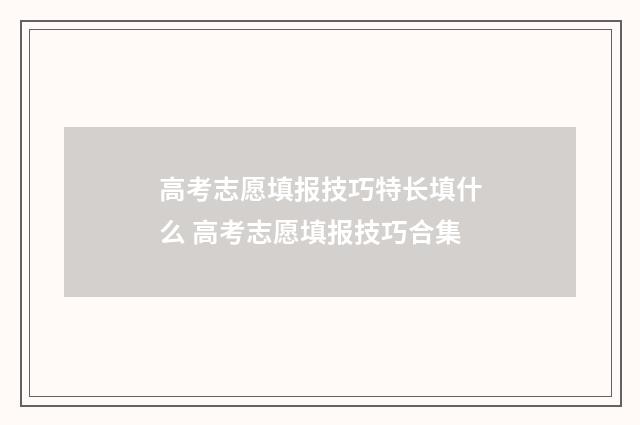 高考志愿填报技巧特长填什么 高考志愿填报技巧合集