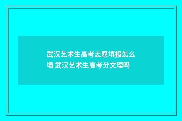 武汉艺术生高考志愿填报怎么填 武汉艺术生高考分文理吗