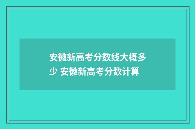 安徽新高考分数线大概多少 安徽新高考分数计算